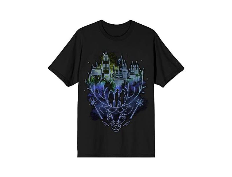 Men's Hogwarts Patronus Line Art Black T-shirt-Medium