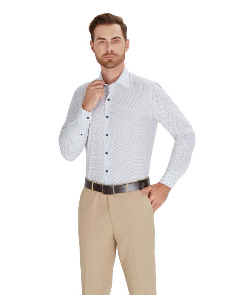 Men's Slim-Fit Dot Pattern Dress Shirt