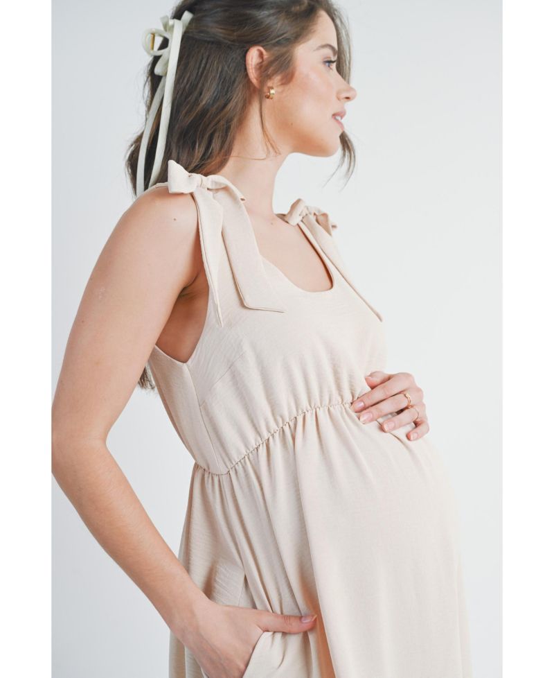 Maternity Empire-Waist Scoop-Neck A-Line Dress