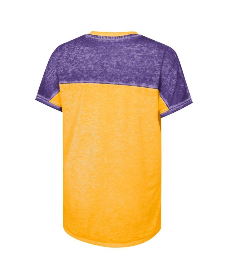 Big Girls Purple LSU Tigers Up for Anything Color Block Dolman V-Neck T-Shirt