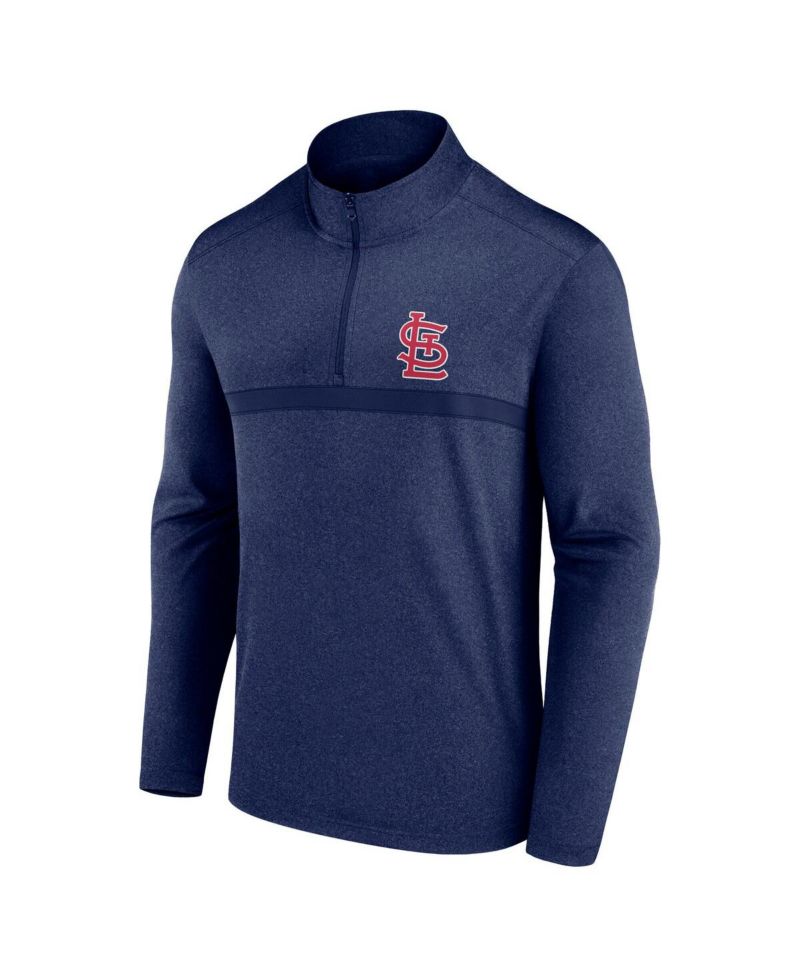 Men's Heather Navy St. Louis Cardinals Head-to-Head Quarter-Zip Pullover Hoodie