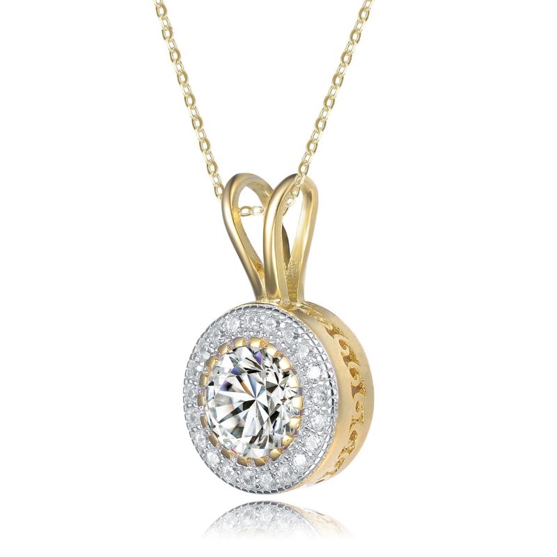 Minimalist Cubic Zirconia Solitaire Dainty Halo Necklace