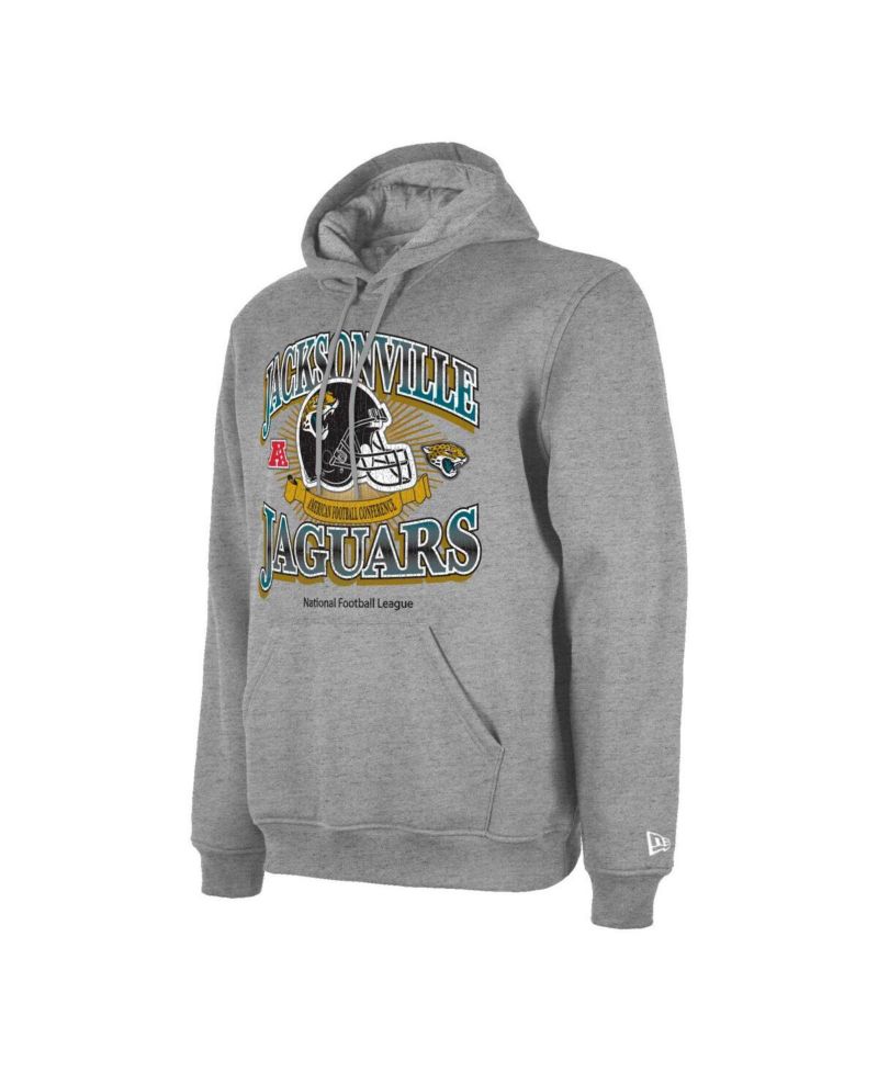 Men's Heather Gray Jacksonville Jaguars Retro Pullover Hoodie