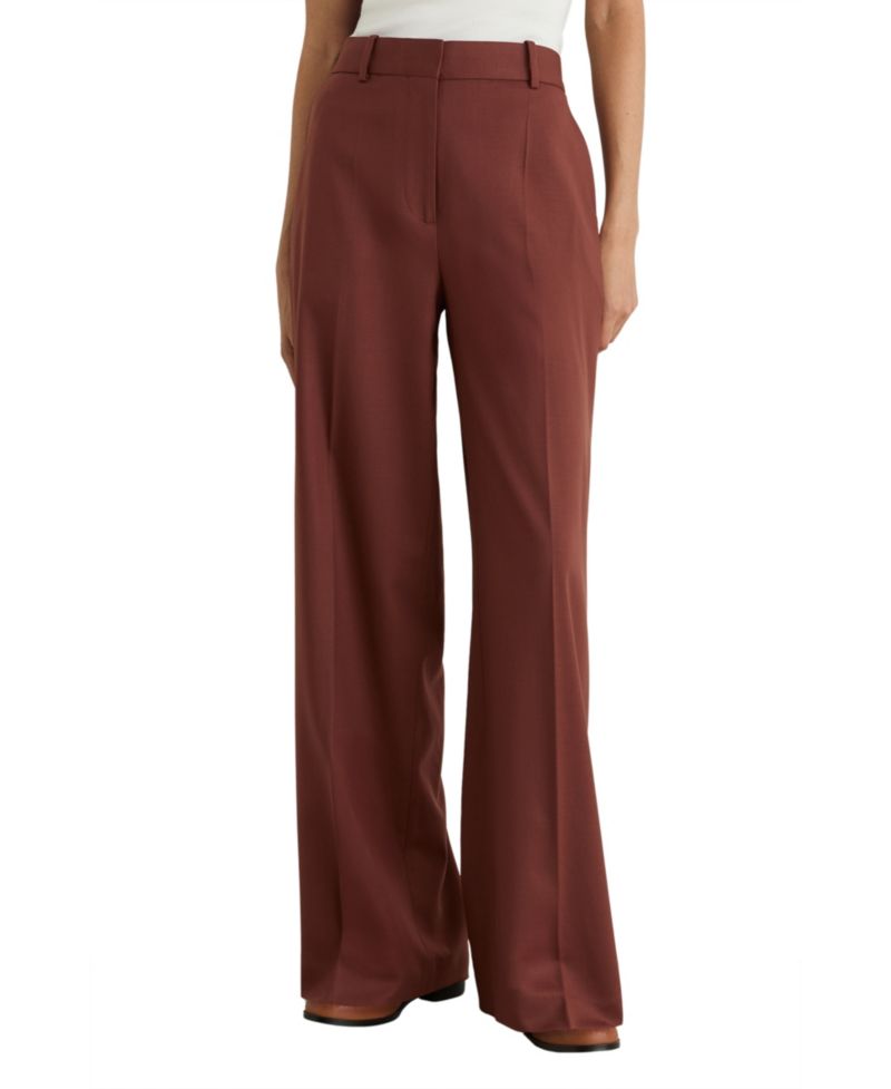 Women's Solene Wool-Blend Wide-Leg Mid Rise Trousers