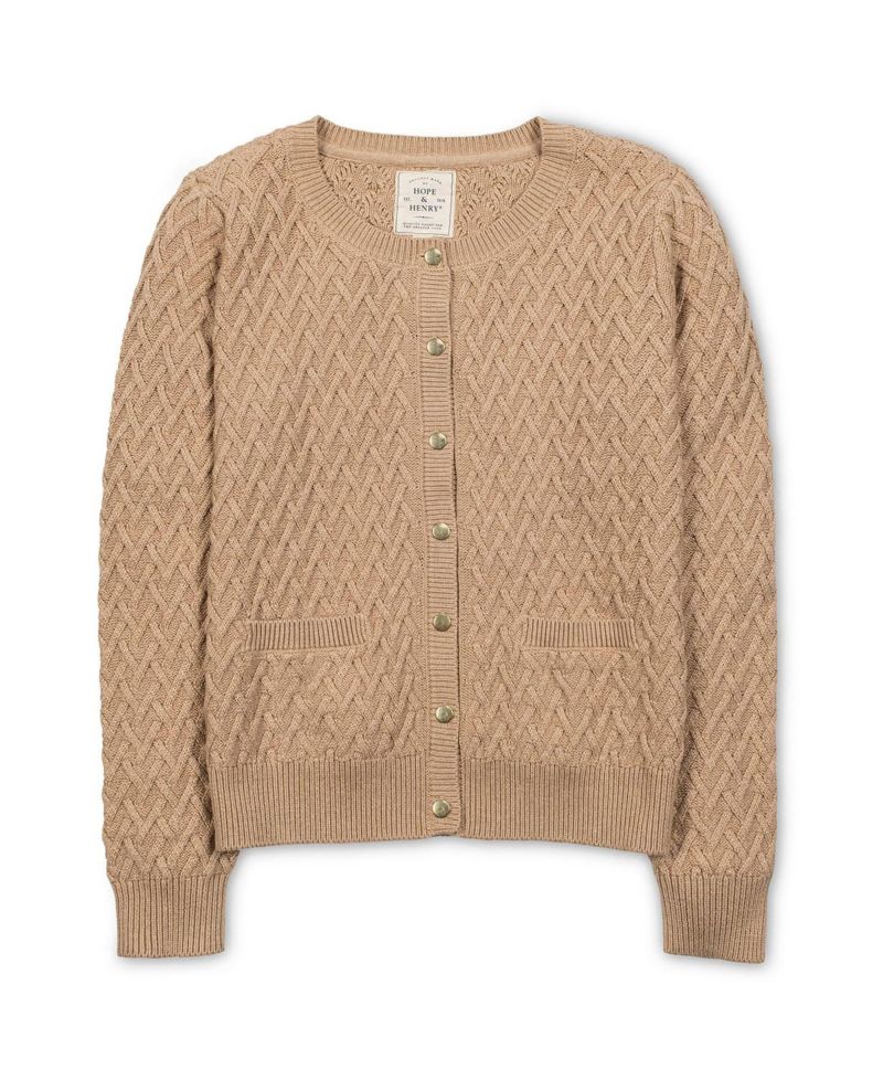 Women's Hope and Henry Organic Herringbone Stitch Cardigan Sweater
