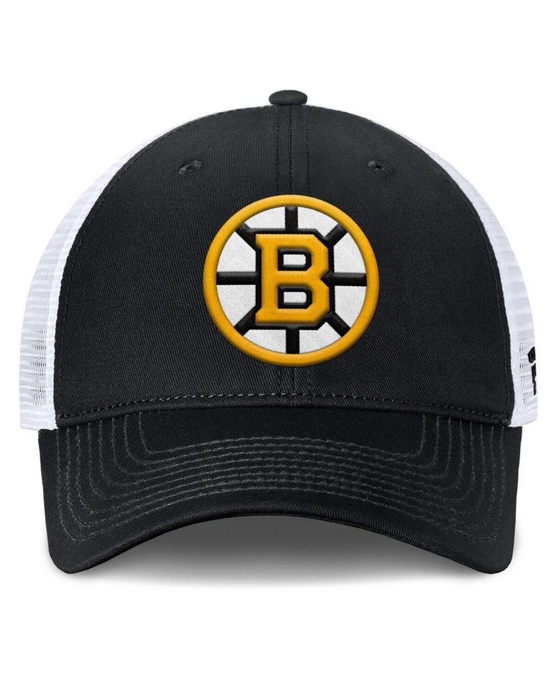 Men's Black/White Boston Bruins Core Primary Logo Trucker Adjustable Hat