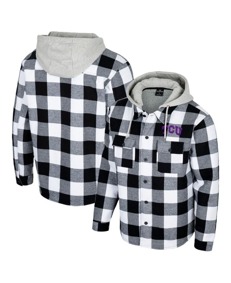 Men's Black/White TCU Horned Frogs Buffalo Plaid Full-Zip Jacket