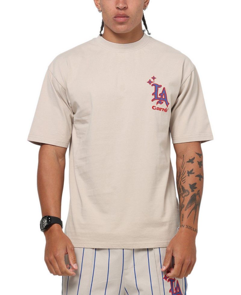 Men's Los Angeles City Series Oversized-Fit Contrast Gothic Chest Logo Print T-Shirt