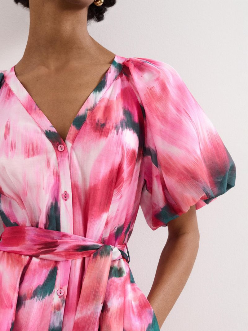 Women's Caterina Puff Sleeve V-Neck Shirt Dress