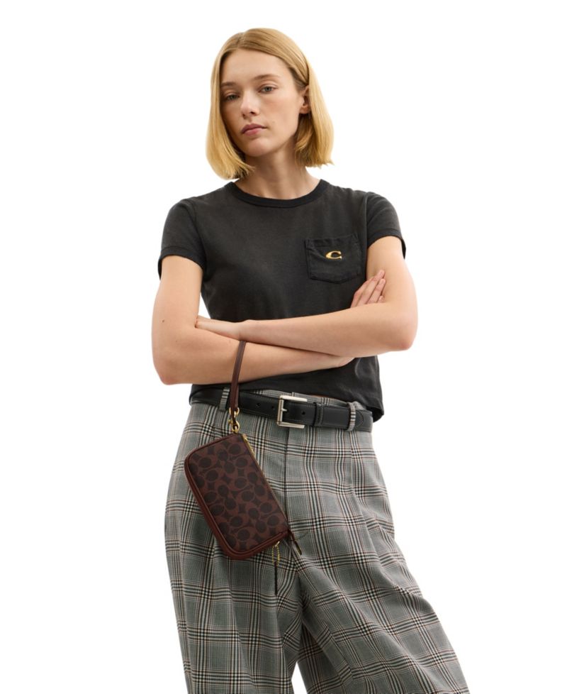 Plaza Mini Signature Canvas Slim Shoulder Bag 18
