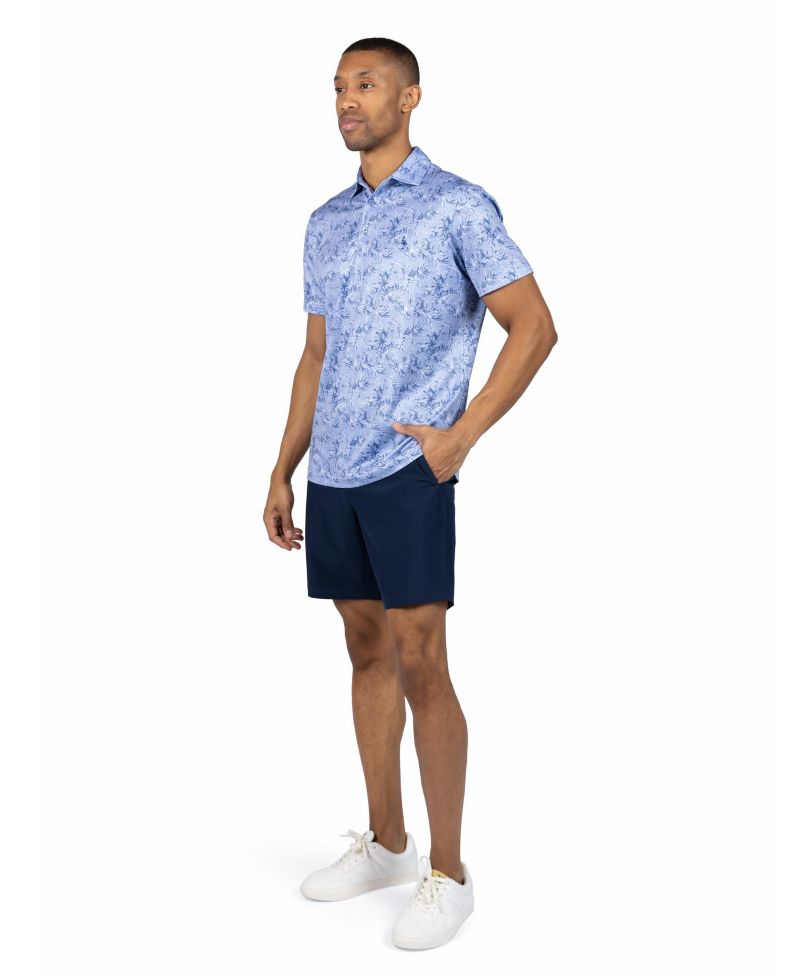Men's Vintage Tropical Printed Mesh Performance Polo