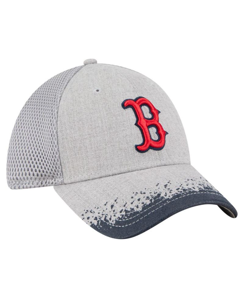 Men's Gray Boston Red Sox Visor Paint Splatter 39THIRTY Flex Hat