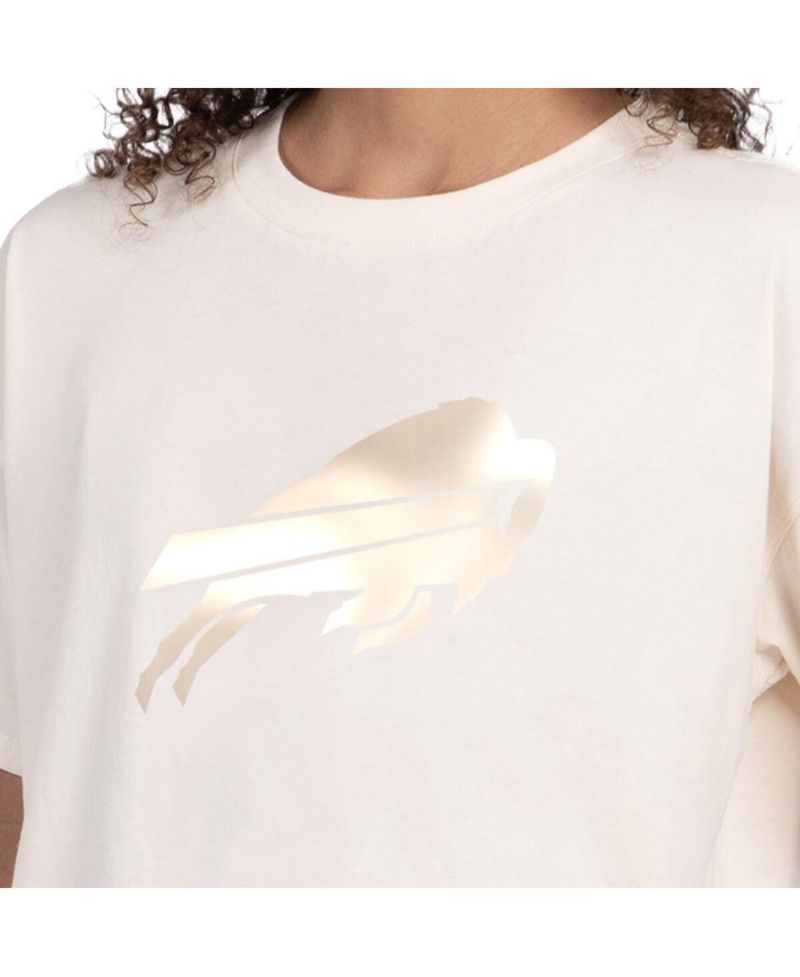 Women's Cream Buffalo Bills Pastel Travel Boxy Cropped T-Shirt