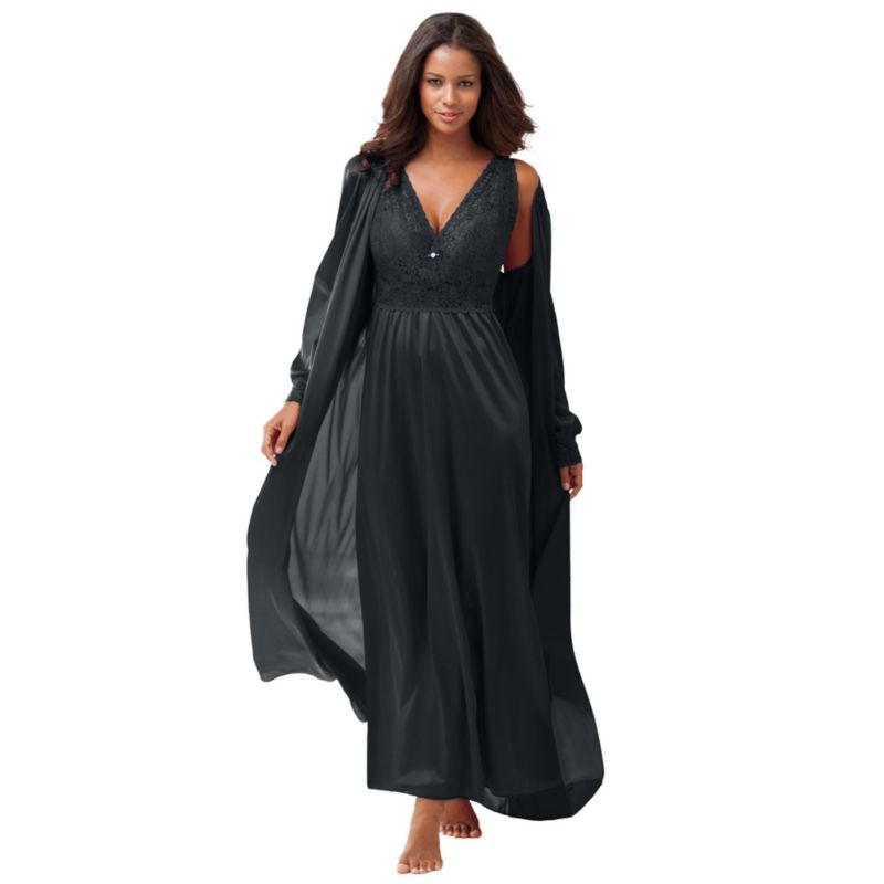 Plus Size Peignoir 2-Piece Tricot Gown and Robe