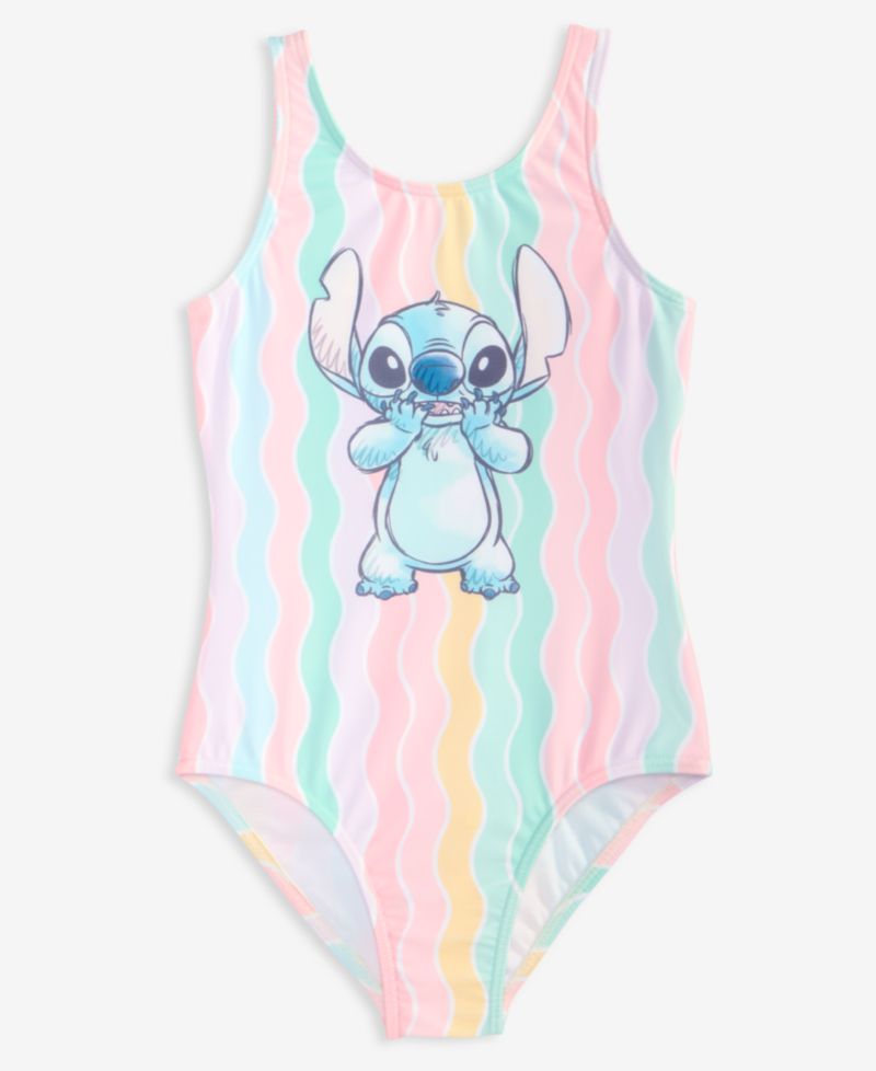 Stitch Girls' 4-6X Striped One-Piece Swimsuit