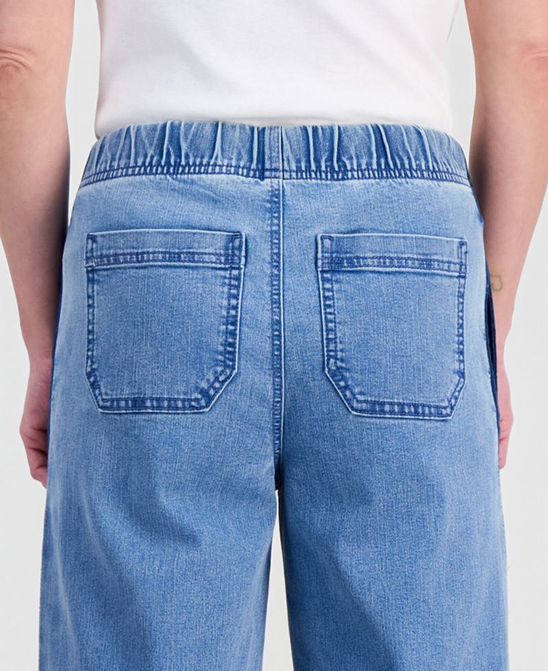Petite High-Rise Two-Tone Pull-On Wide-Leg Pants