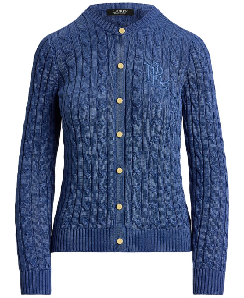 Petite Cable-Knit Button-Front Long-Sleeve Cardigan