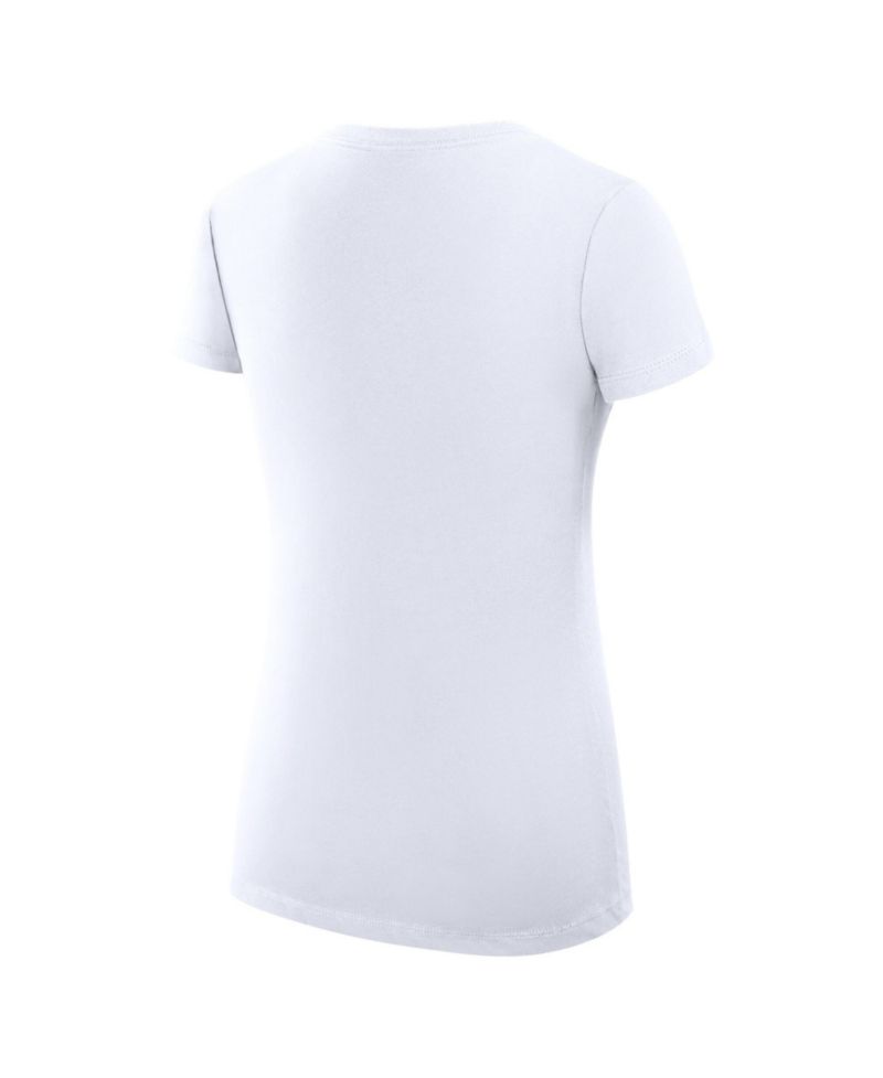 Women's White New York Knicks Super-Slim Fit Lightweight Team Logo V-Neck T-Shirt