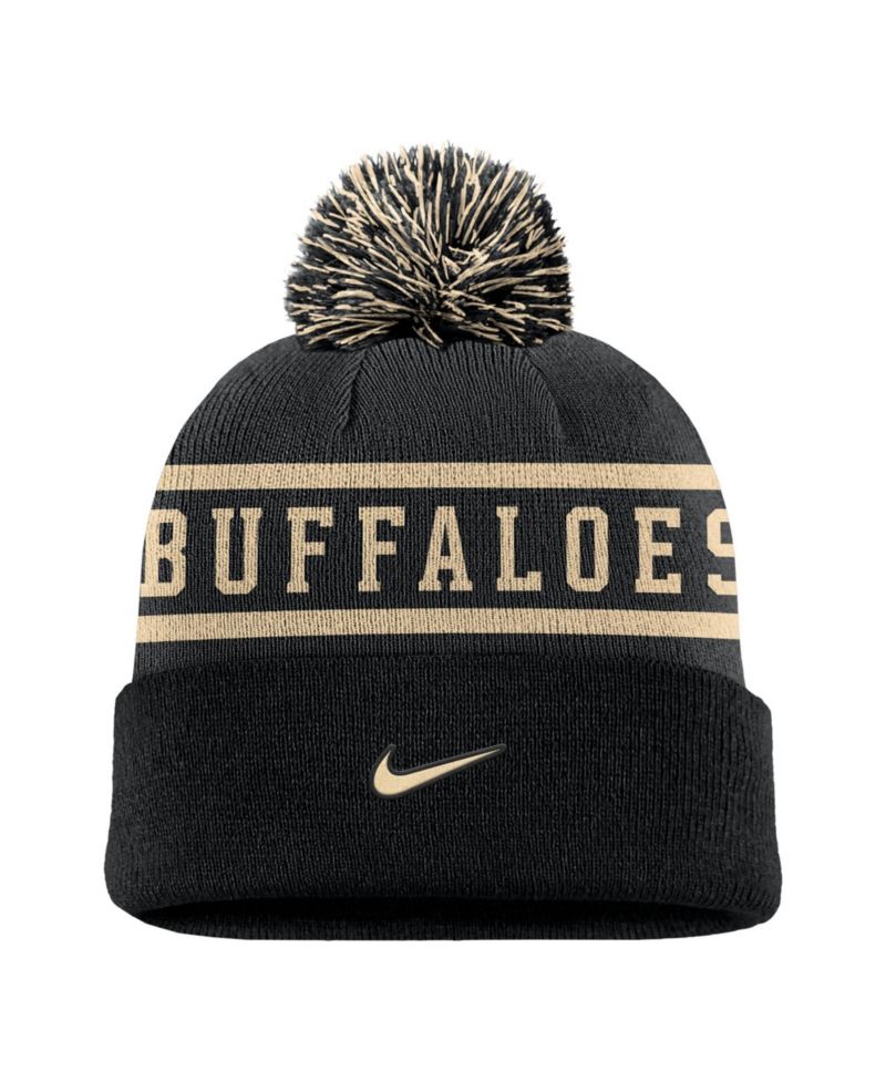 Men's Black Colorado Buffaloes Peak Cuffed Knit Hat with Pom