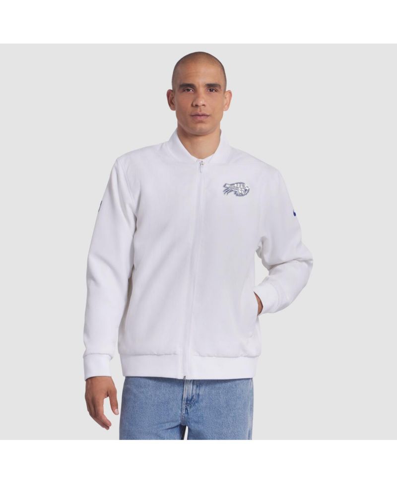 Men's White Buffalo Bills 2025 Rivalries Collection Sideline Full-Zip Bomber Jacket