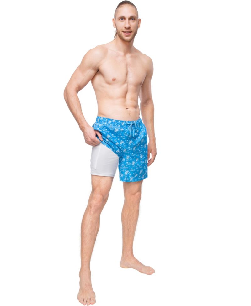 Men's Compression Liner Swim Trunks with Back Zipper Pocket