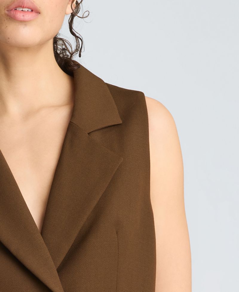 Women's Fitted one Button Vest with Side Piping