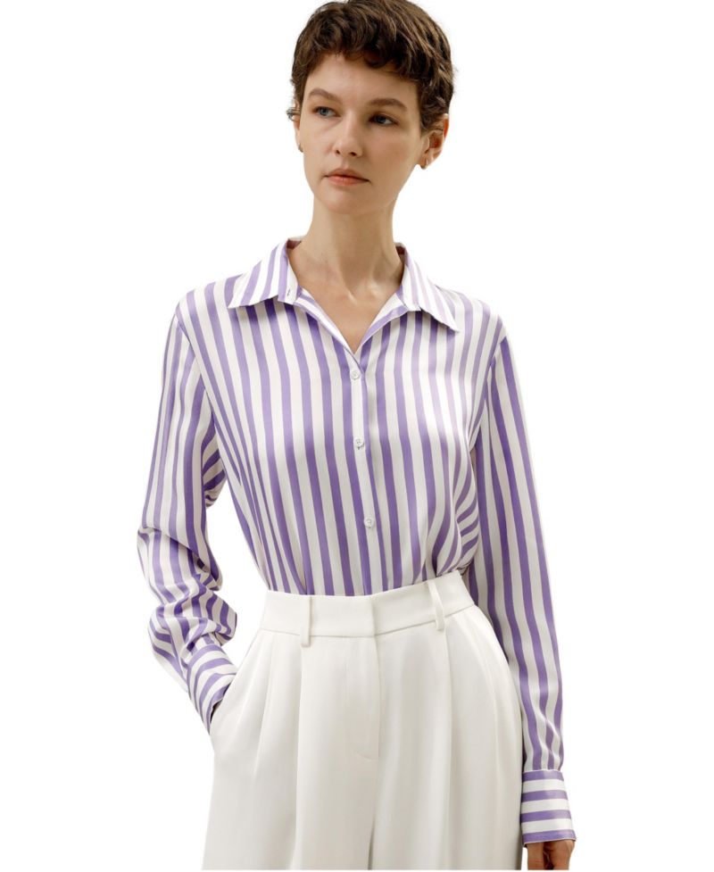 Women's Classic Striped Silk Regular Fit Shirt