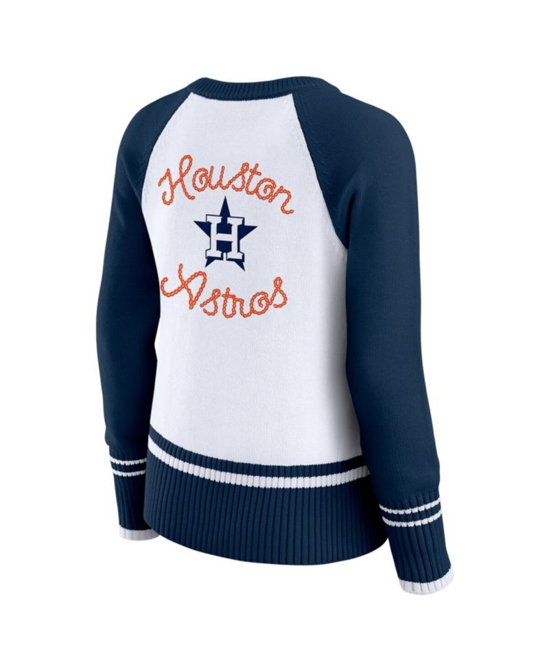 Women's White Houston Astros Color Block Raglan Sweater