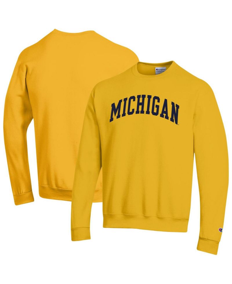 Men's Maize Michigan Wolverines Basic Arch Fleece Pullover Sweatshirt