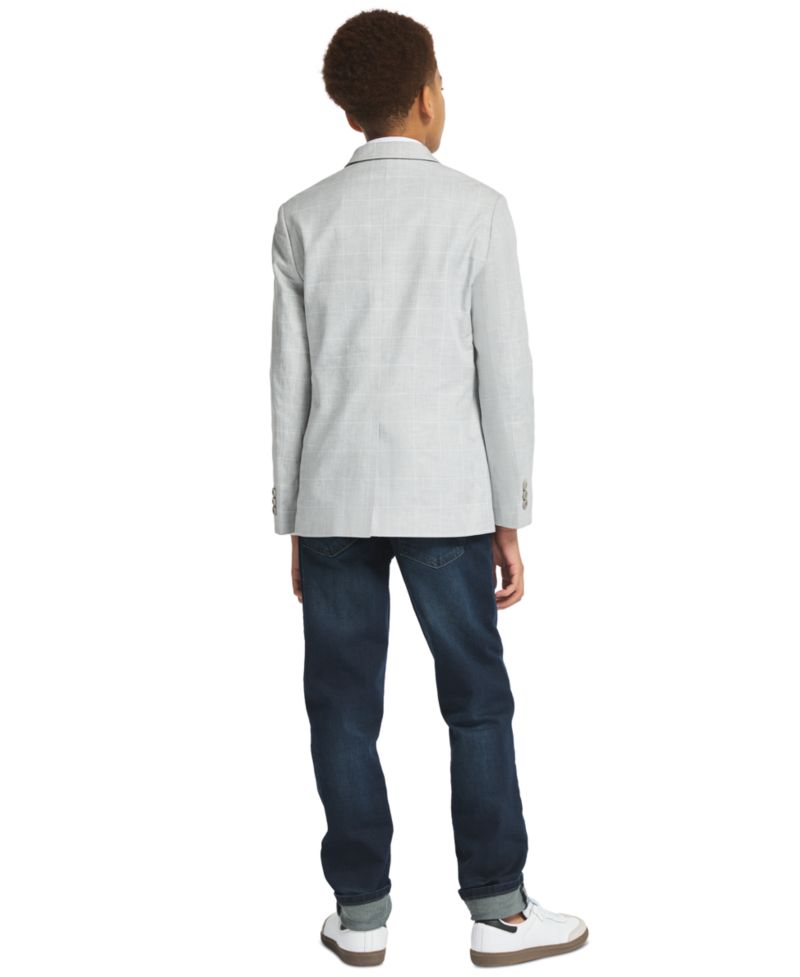 Boys' 8-20 Textured Check Sport Front Button Coat