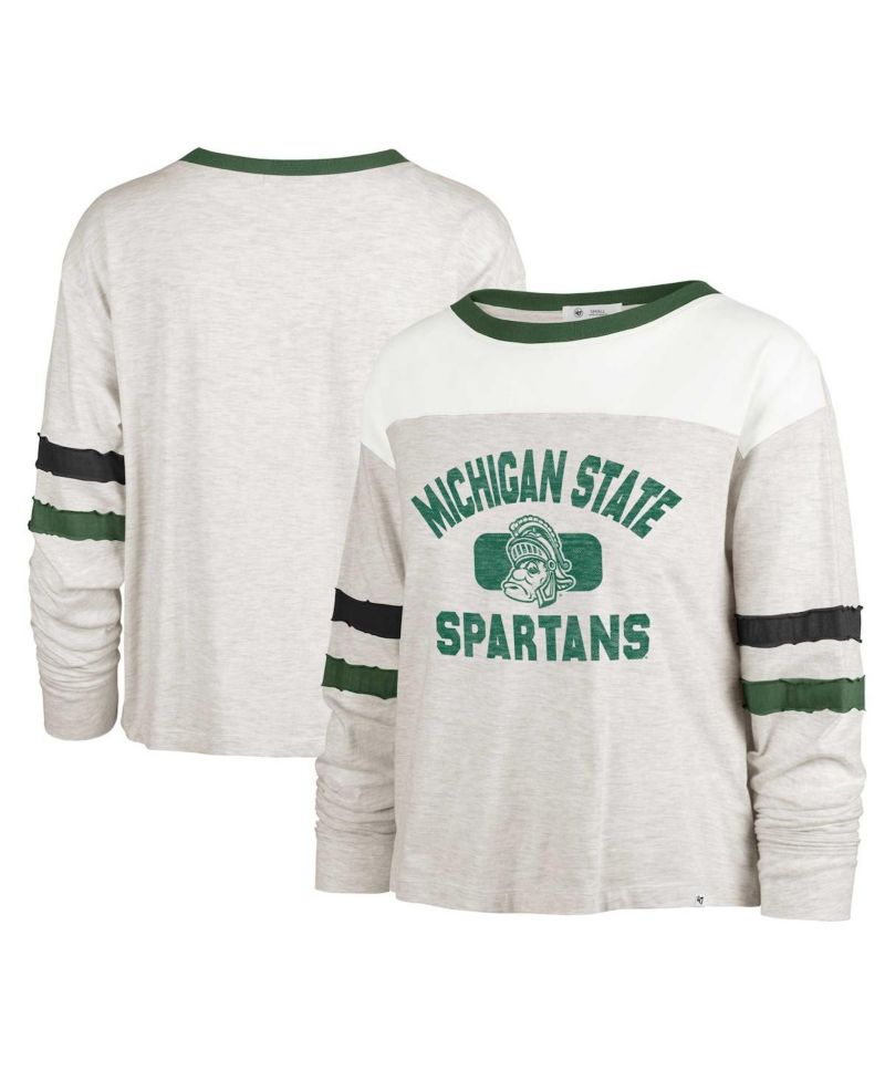 Women's Oatmeal Michigan State Spartans Vault All Class Lena Long Sleeve T-Shirt
