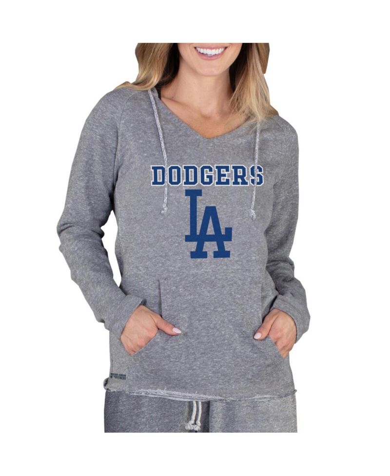 Women's Gray Los Angeles Dodgers Mainstream Terry Long Sleeve Hoodie