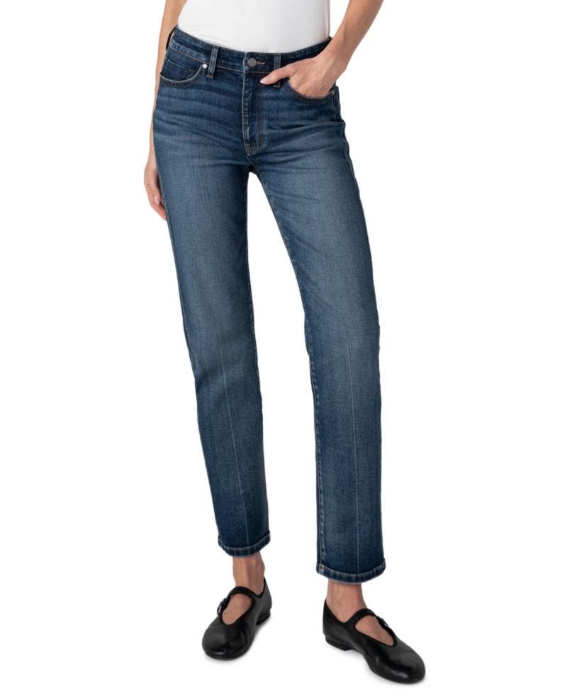 Women's Rowan Slim Straight-Leg Dark Rinse Mid Rise Jeans
