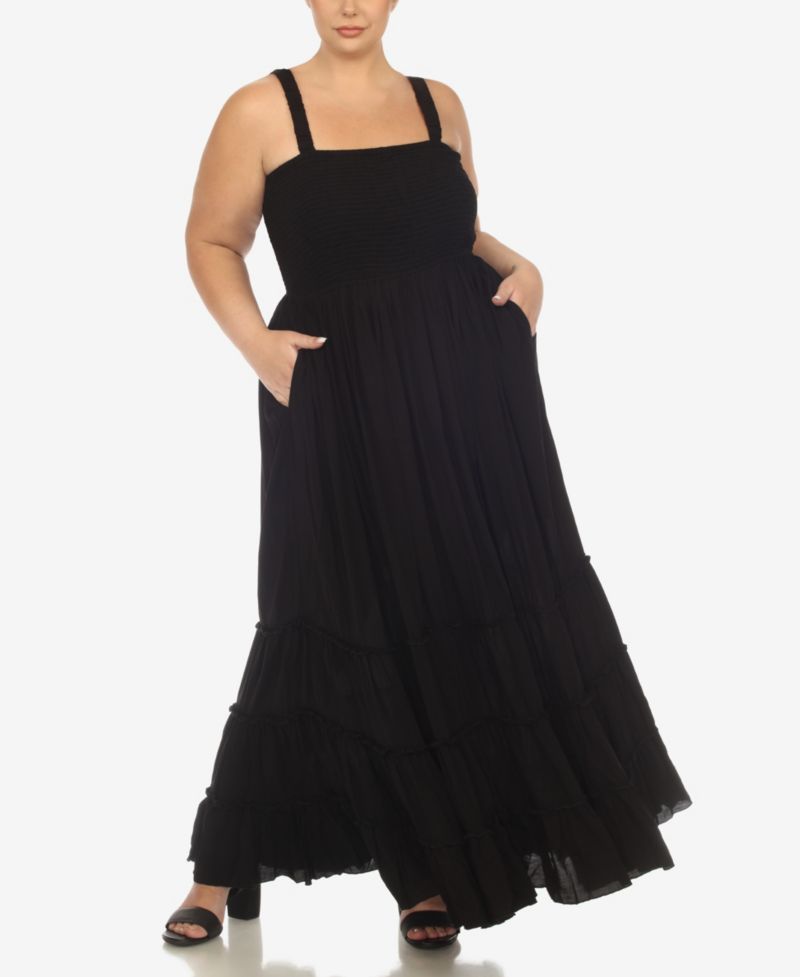 Plus Size Smocked Ruffle Maxi Dress