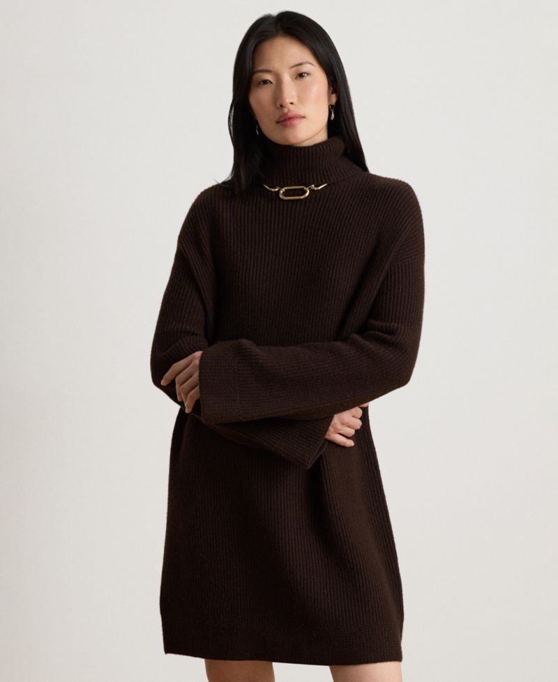 Women's Areena Wool-Cashmere Turtleneck Cocoon Sweater Dress