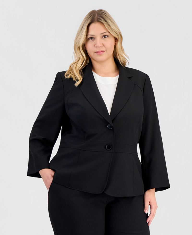 Plus Size Two-Button Waist-Inset 2 Piece Pantsuit