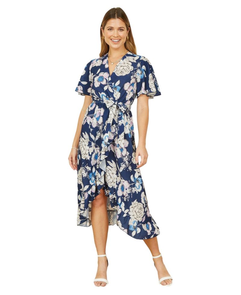 Women's Floral Midi Wrap Dress