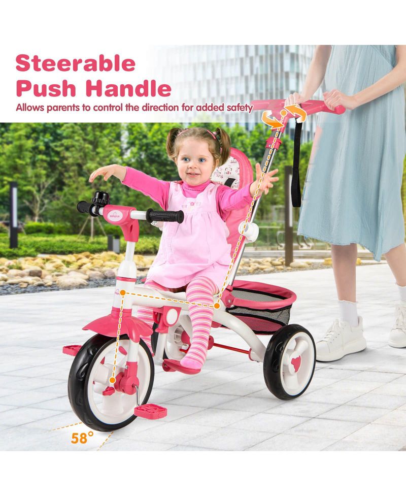 Baby Tricycle Stroller 6-in-1 Kids Push Trike with Removable
