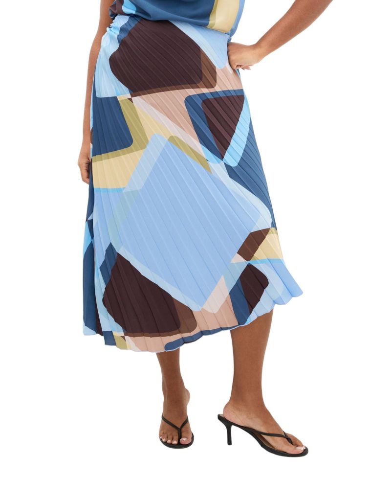 Plus Size Amaya Abstract Print Pleat Skirt