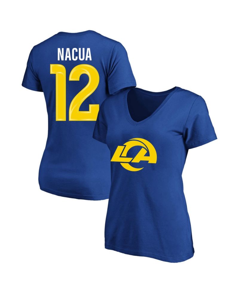 Women's Puka Nacua Royal Los Angeles Rams Plus Size Name & Number V-Neck T-Shirt