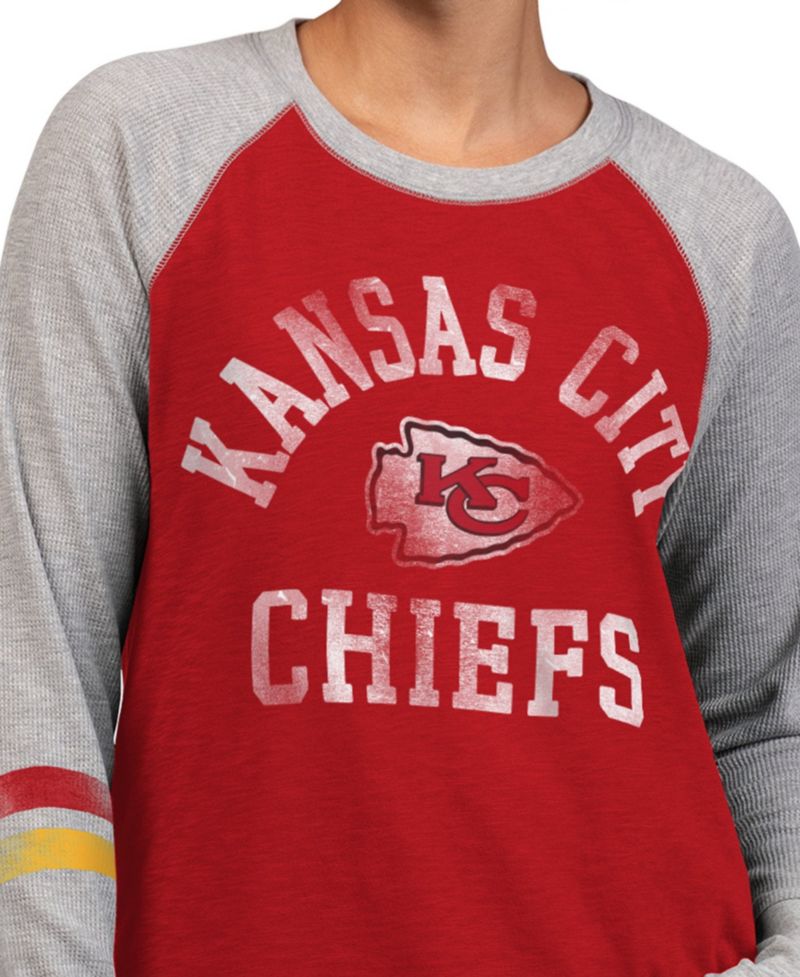 Women's Red/Gray Kansas City Chiefs Waffle-Knit Raglan Long Sleeve T-Shirt