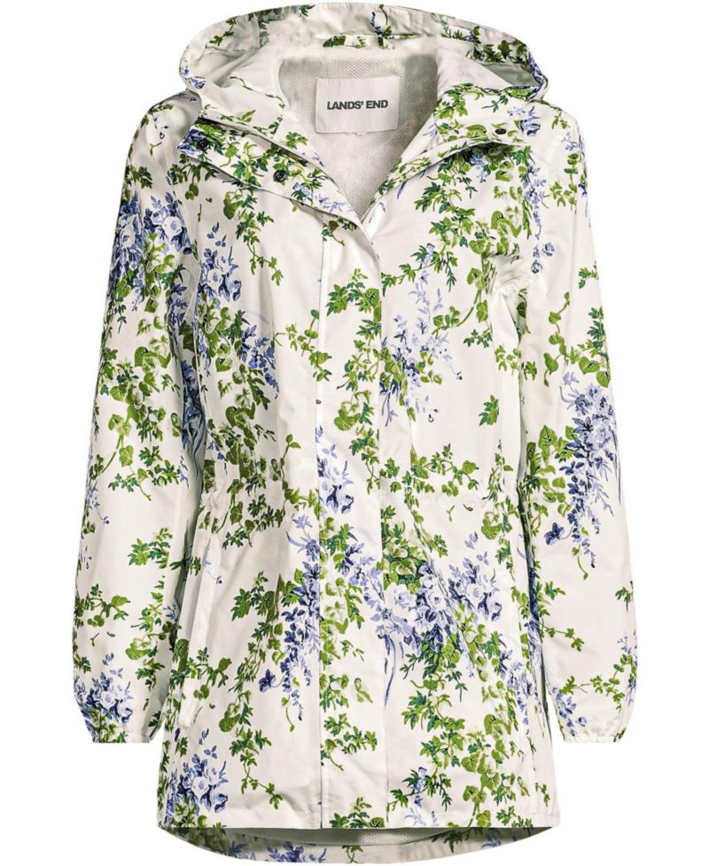 Women's Print Waterproof Hooded Packable Raincoat