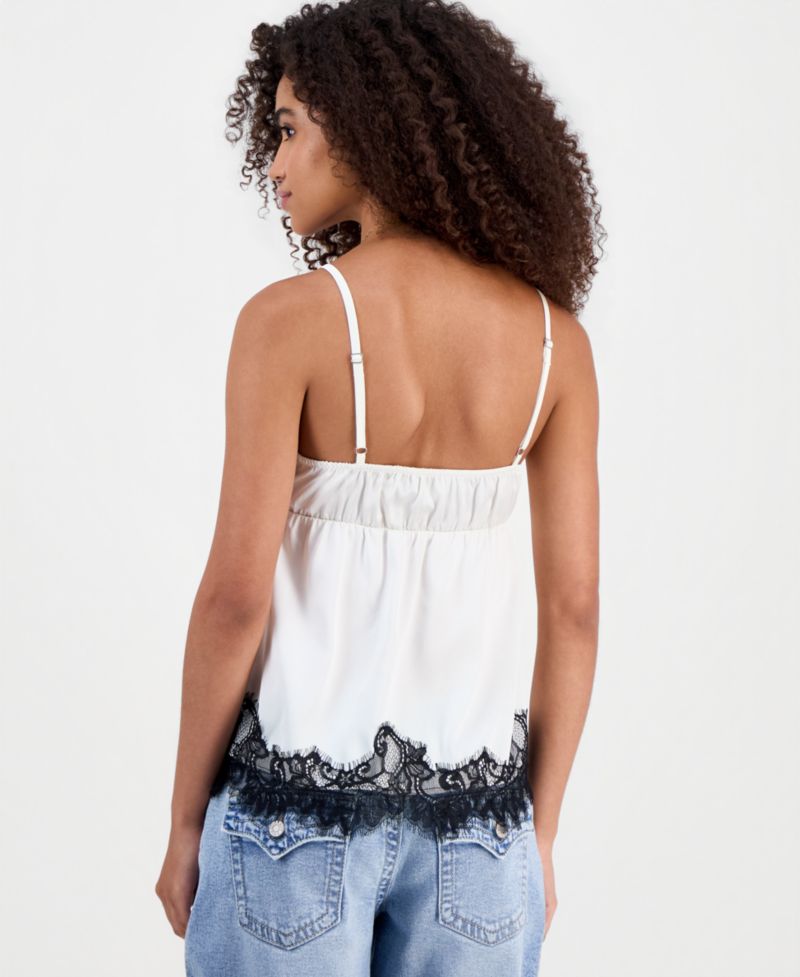 Juniors' Lace-Trim Satin Camisole