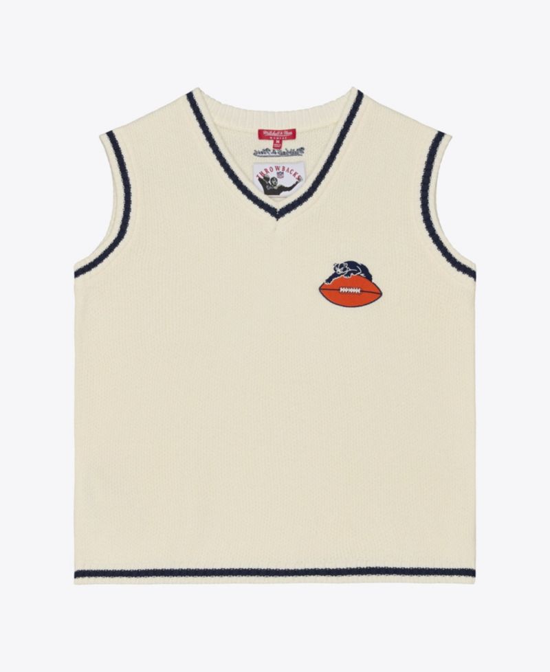 Women's Cream Chicago Bears Retro Roots V-Neck Sweater Vest