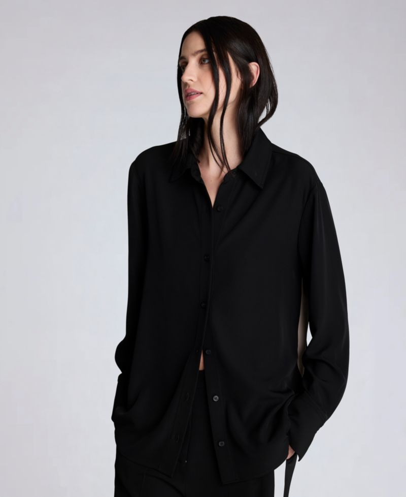 Women's Oversized Button-Front Collared Shirt