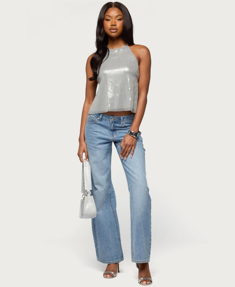 Women's Itara Sequin Backless Halter Top