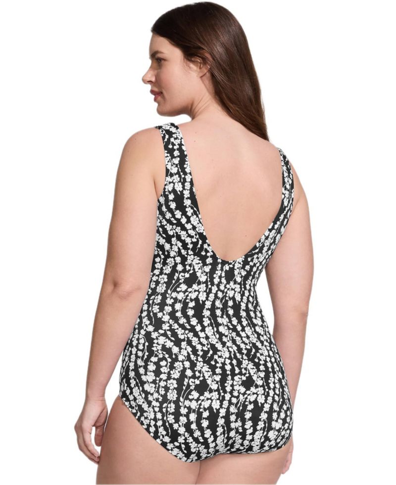 Plus Size Long Tugless Low Leg One Piece Swimsuit
