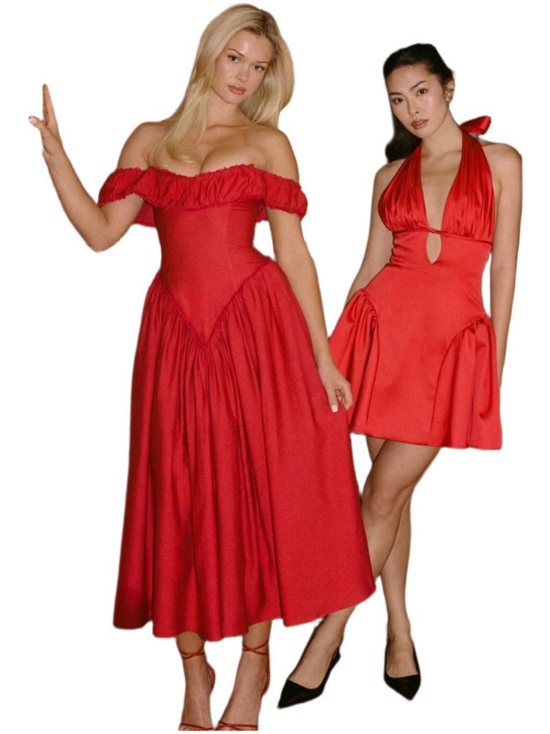 Women's Peyton Ruby Plunging Halter Keyhole Mini Dress