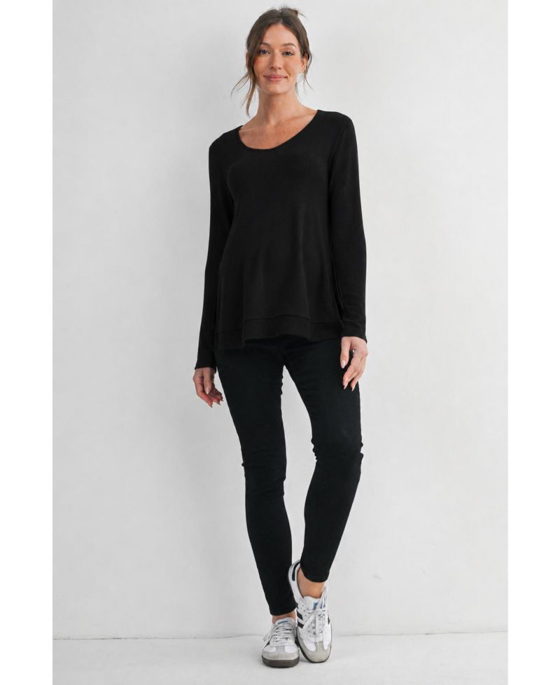 Maternity Scoop Neck Long-Sleeve Sweater