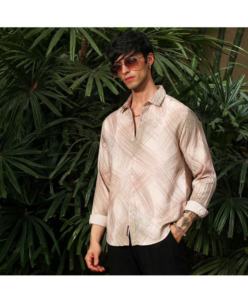 Men's Ecru Beige Soft-Brushed Shirt